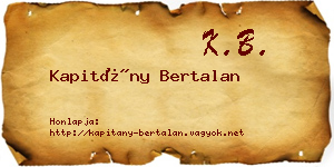 Kapitány Bertalan névjegykártya