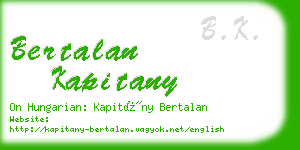 bertalan kapitany business card